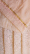 PEACH PURE MUL CHANDERI CHIKANKARI SUIT