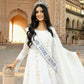 VISCOSE GEORGETTE WHITE CHIKANKARI ANARKALI