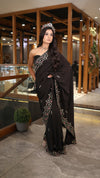 BLACK PURE OPADA SILK HAND EMBROIDERD SAREE