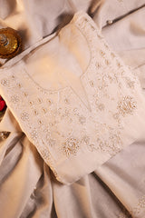 White Mul Chanderi Chikankari Suit