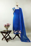 Persian Blue Hand Painted Organza Suit