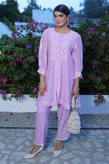 Lilac Mul Chanderi Chikankari Co-ord Set