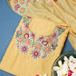 Mustard Yellow Unstitched Party Wear Mul Chanderi Suit