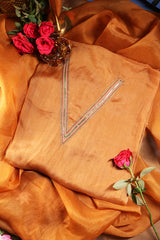 Buckthorn Brown Hand Painted Organza Suit