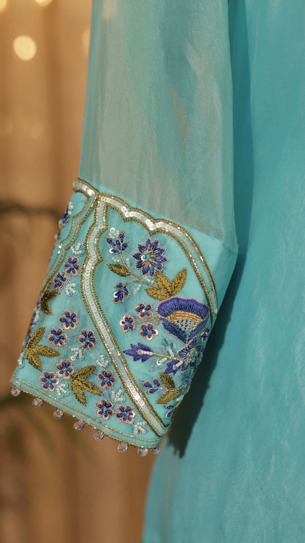 AQUA BLUE HAND EMBROIDERED SHARARA SUIT – Ganpati Collection
