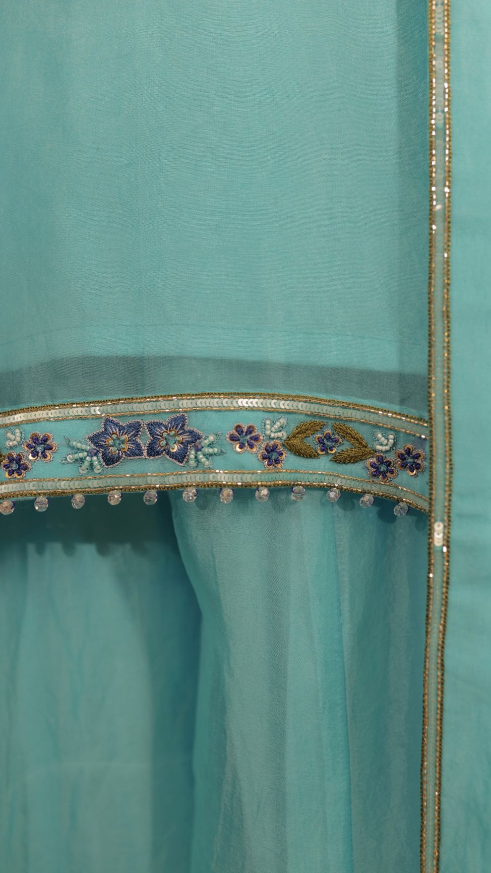 AQUA BLUE HAND EMBROIDERED SHARARA SUIT – Ganpati Collection
