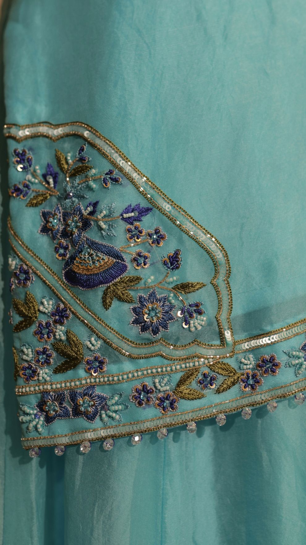 AQUA BLUE HAND EMBROIDERED SHARARA SUIT – Ganpati Collection