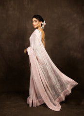 Powder Pink Pure Georgette Saree