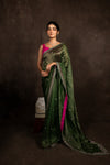 Bottle Green Pure Tissue Saree