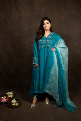 TEAL BLUE A LINE SUIT