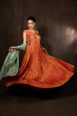 Tangerine Orange Anarkali Suit