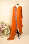 Rust Orange Viscose Georgette Semi Stitched Suit