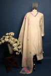Ivory Soft Mul Chanderi Hand Painted Suit