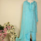 Cadet Blue Viscose Georgette Semi Stitched Suit