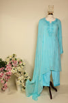 Cadet Blue Viscose Georgette Semi Stitched Suit
