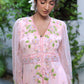 Powder Pink Hand-Embroidered Front-Open Dress