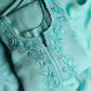 Cadet Blue Viscose Georgette Semi Stitched Suit