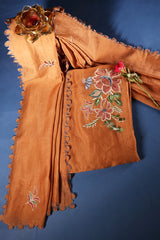 Bronze Brown Unstitched Chanderi Suit