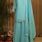 AQUA BLUE HAND EMBROIDERED SHARARA SUIT