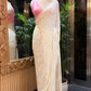 IVORY MULTI ADDORN FULL JAAL PURE GEORGETTE CHIKANKARI SAREE