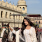 VISCOSE GEORGETTE WHITE CHIKANKARI ANARKALI
