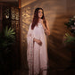 PEACH HAND EMBROIDERED PONCHO AND PLAZO