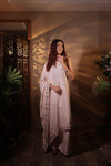 PEACH HAND EMBROIDERED PONCHO AND PLAZO