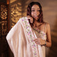 PEACH HAND EMBROIDERED PONCHO AND PLAZO