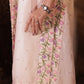 PEACH HAND EMBROIDERED PONCHO AND PLAZO