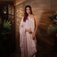 PEACH HAND EMBROIDERED PONCHO AND PLAZO