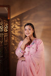 PURE CHANDERI POWDER PINK ANARKALI