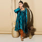TEAL BLUE HAND EMBROIDERED HIGH & LOW SUIT SET