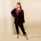 BURGUNDY KIMONO CORD SET