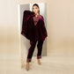 BURGUNDY KIMONO CORD SET