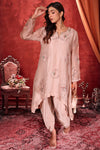 Mocha Meringue Party Wear High & Low Kurta With Harem